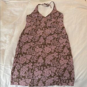 J.Crew Floral Halter Neck Dress - Olive Green and Pink. EUC. Size 4-6